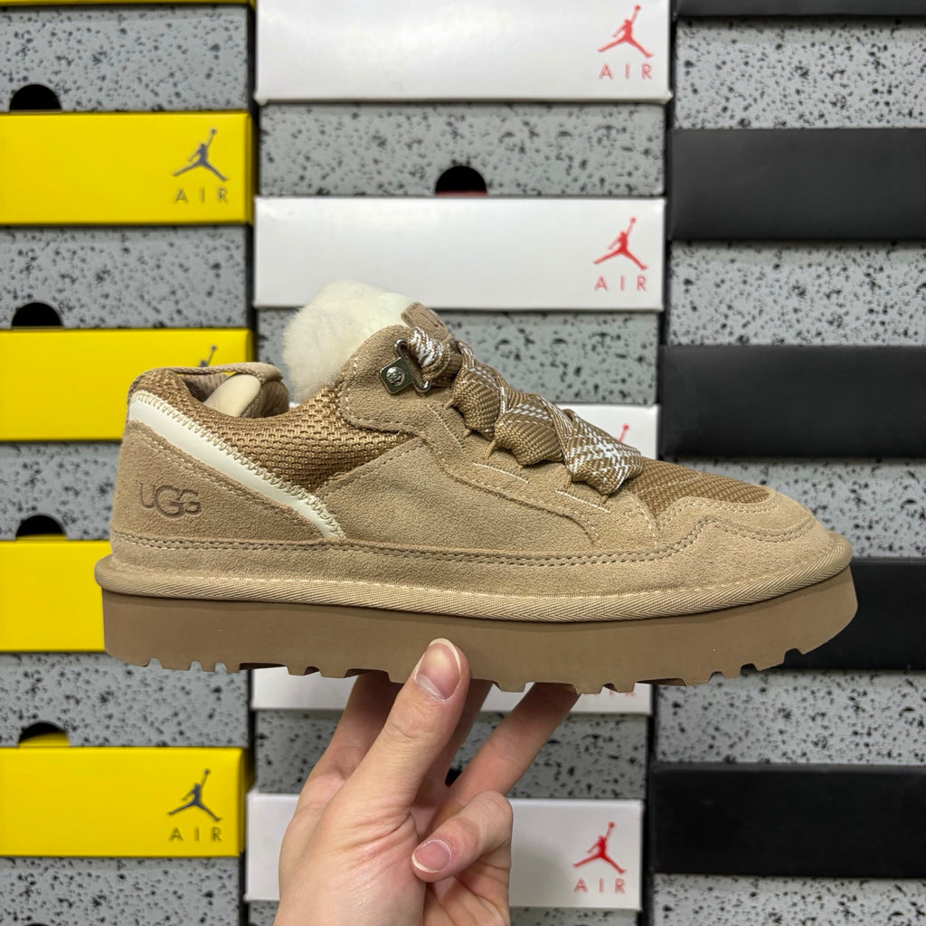 UGG Sand Low-Top Sneakers with Oversized Patterned Laces