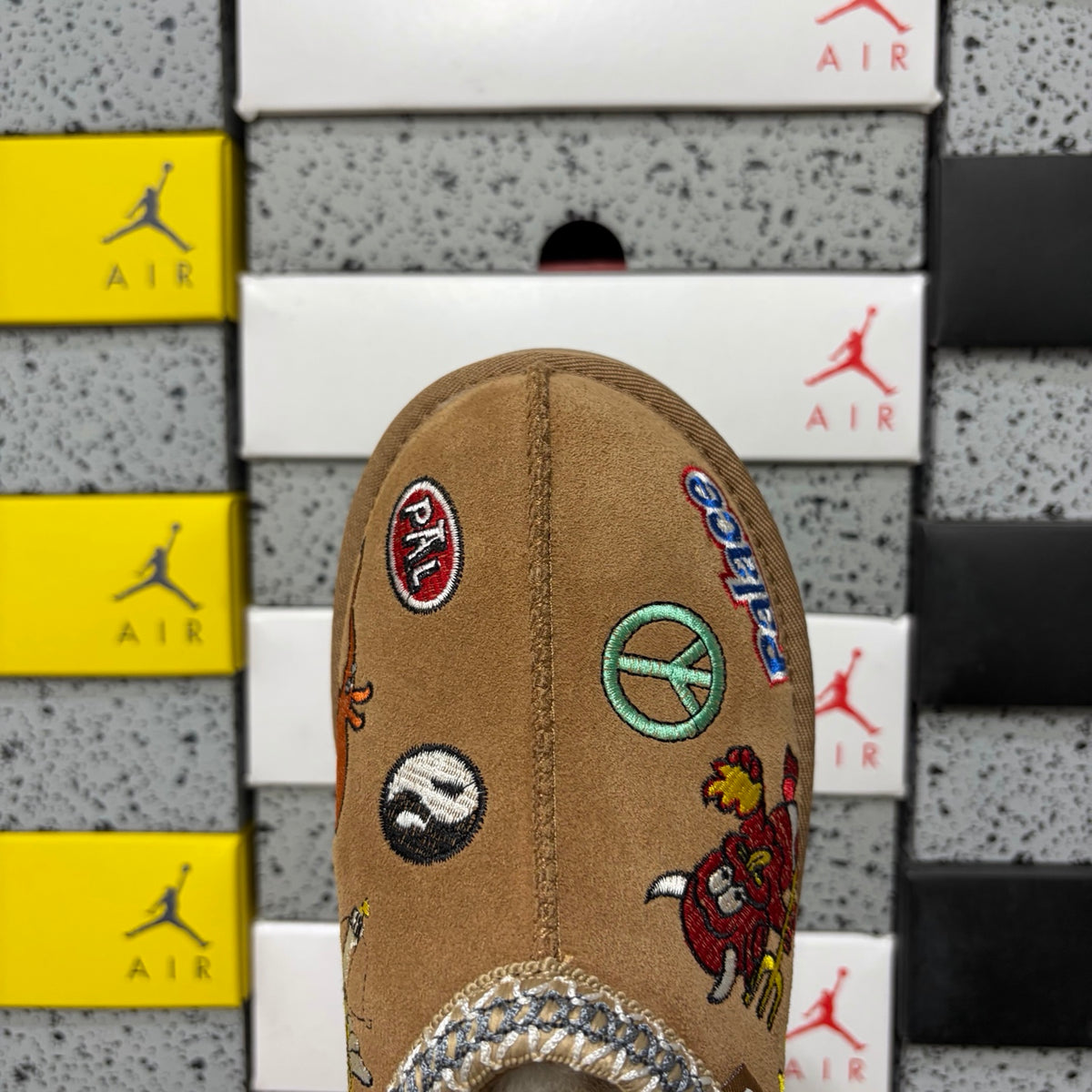 UGG Chestnut Cartoon-Embroidered Slip-On Shoes with Braided Trim