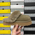 UGG Antelope Brown Platform Slippers with Fluffy Collar – 3 cm Sole