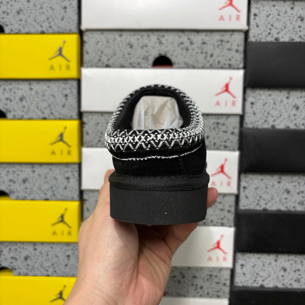 UGG Black Slip-On Slippers with Contrast Braided Trim