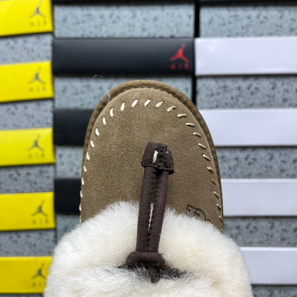 UGG Light Copper Slip-On Slippers with Cream Plush Collar