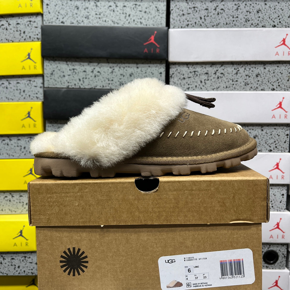 UGG Light Copper Slip-On Slippers with Cream Plush Collar