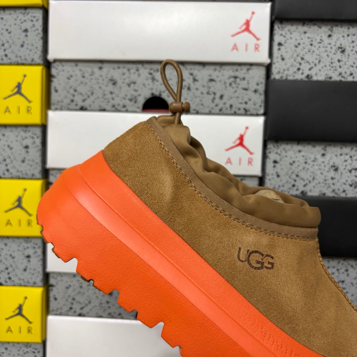 UGG Chestnut Slip-On Shoes with Bright Orange Chunky Lug Sole