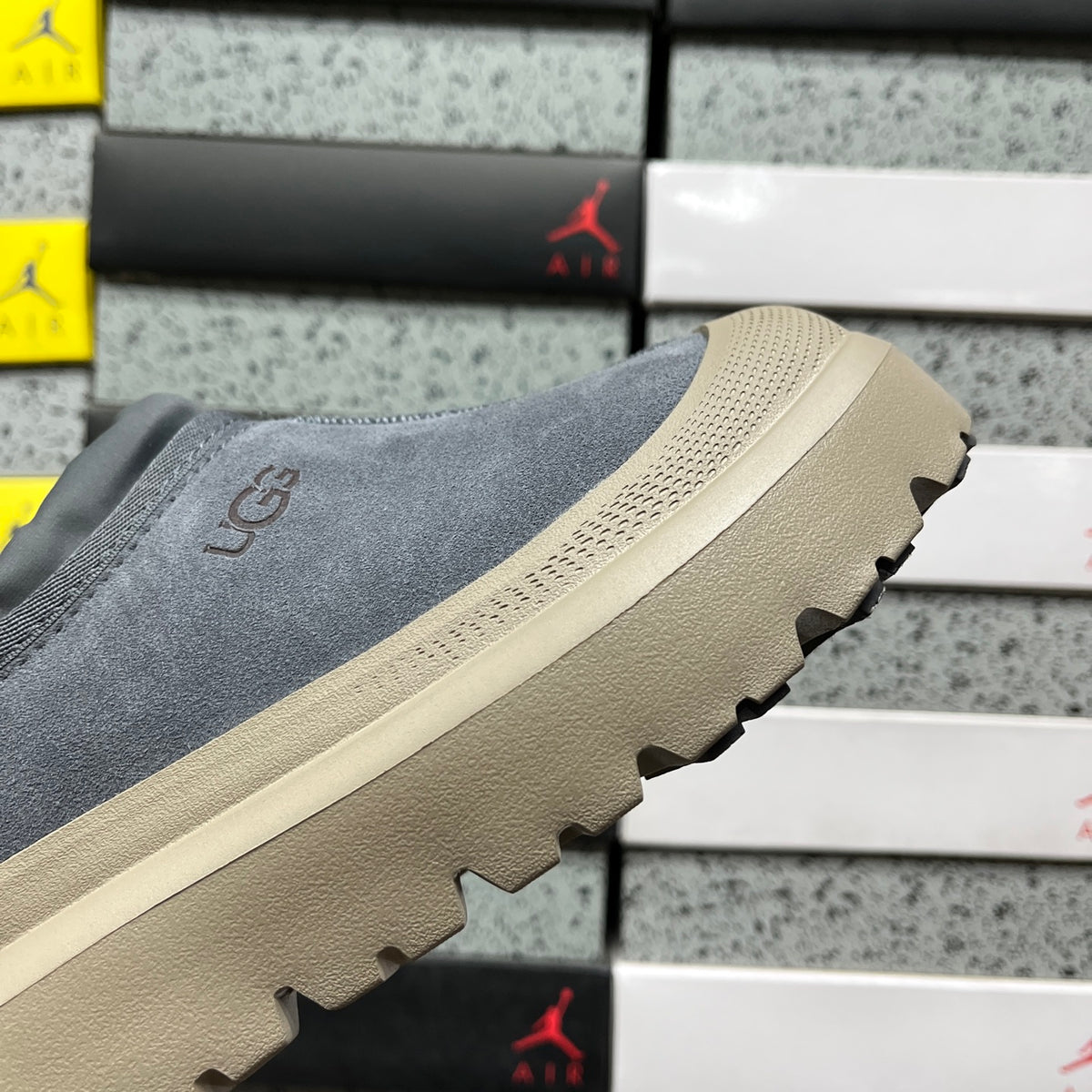 UGG Asphalt Gray Drawstring Slip-On Shoes with Chunky Sole