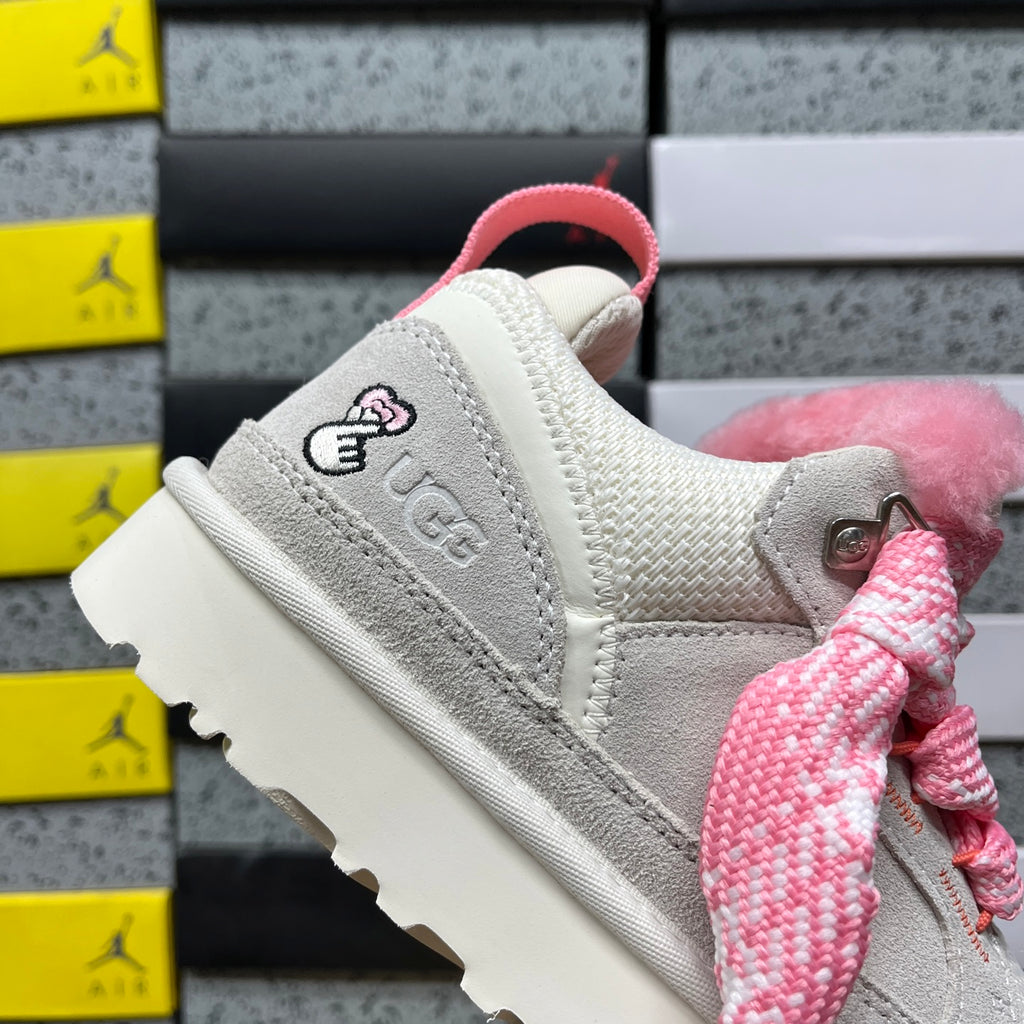 UGG Lowmel White & Pink Chunky Lace-Up Sneakers
