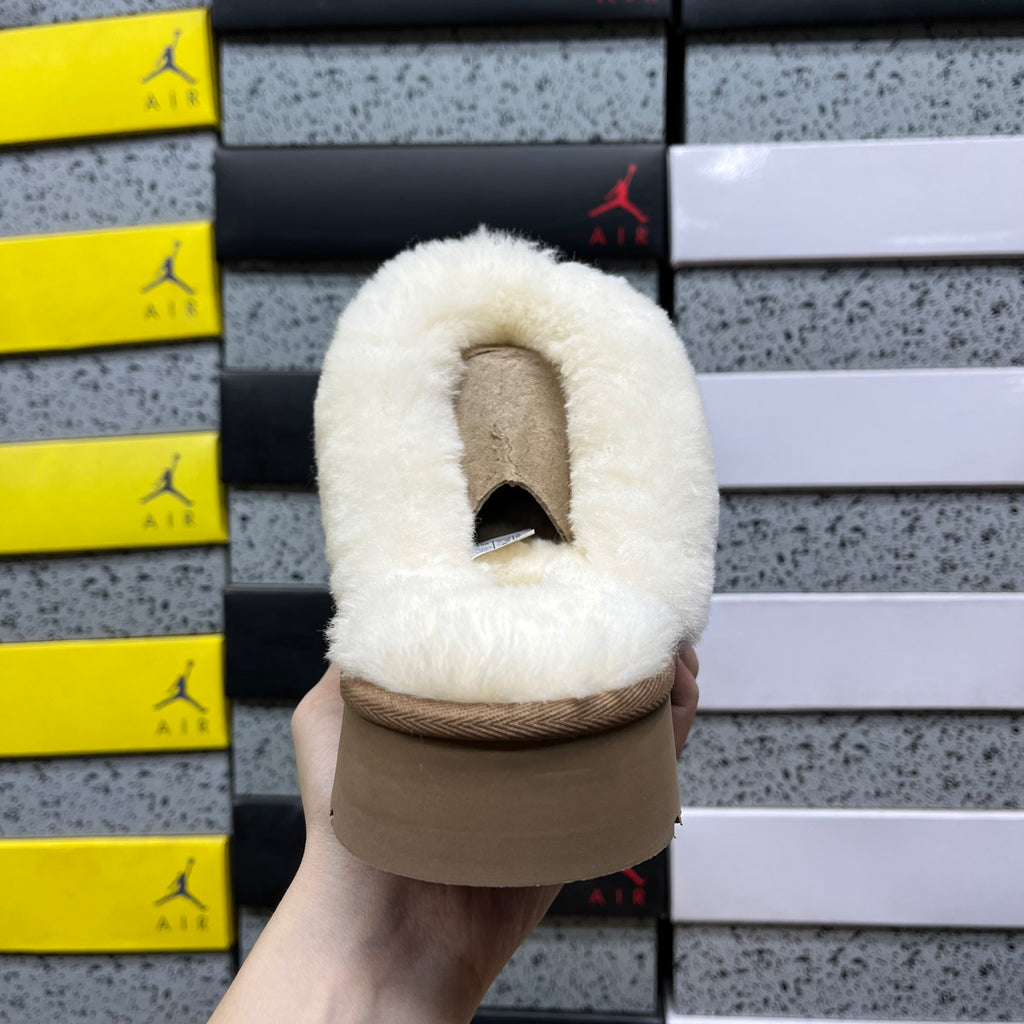 UGG Chestnut Platform Slippers with Plush Trim
