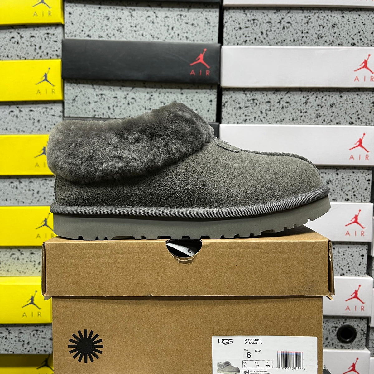 UGG Gray Slip-On Ankle Shoes with Plush Collar