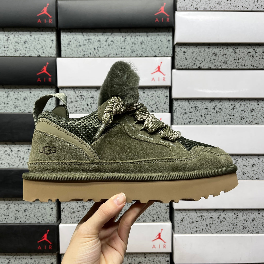 UGG Lowmel Moss Green Chunky Lace-Up Sneakers