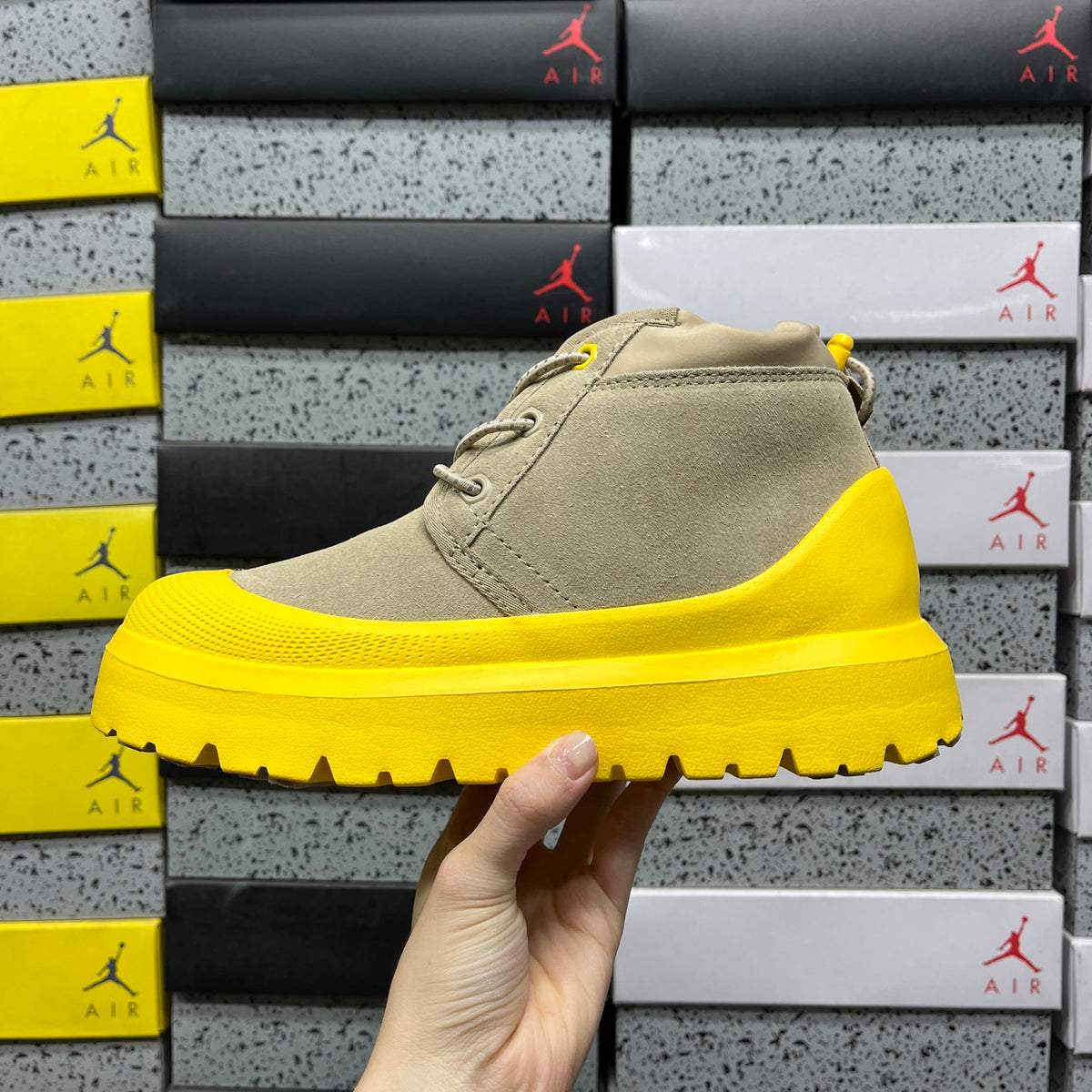 UGG Neumel Sand & Yellow Chunky Sole Lace-Up Boots