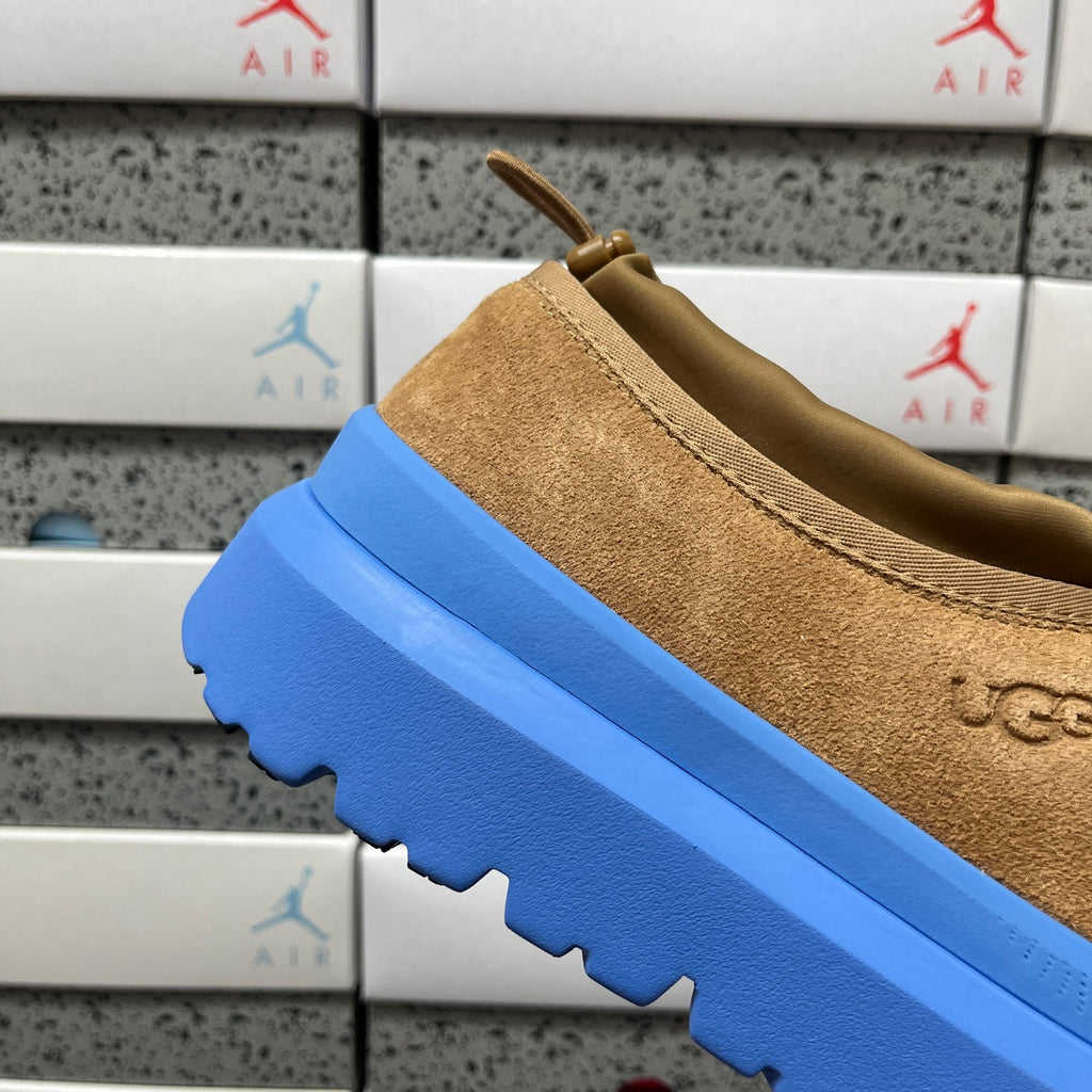 UGG Chestnut Slip-On Shoes with Bright Blue Chunky Lug Sole