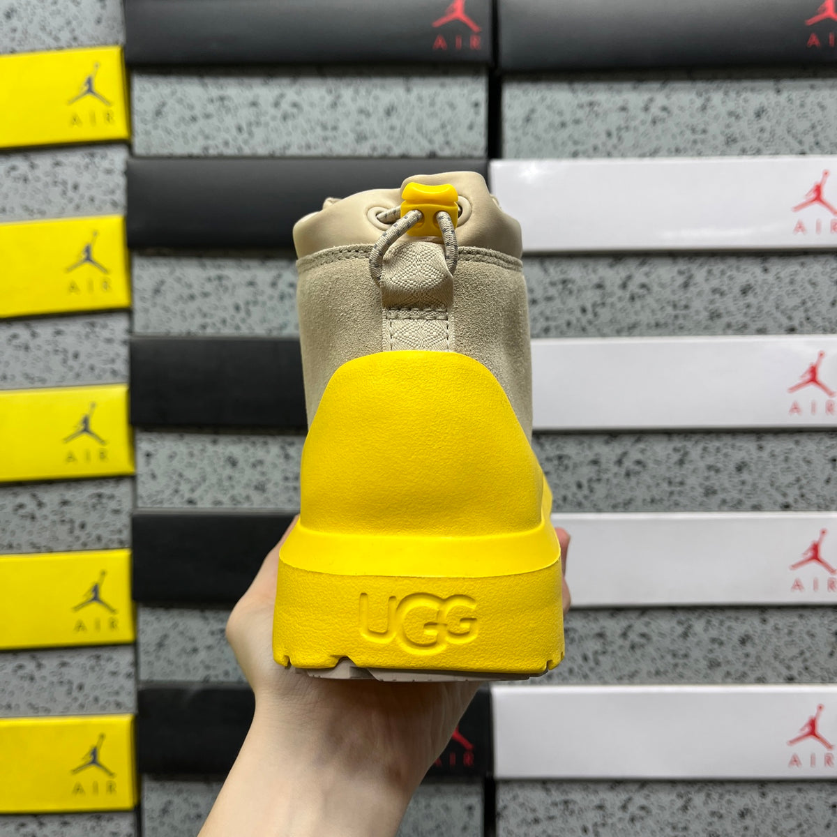 UGG Neumel Sand & Yellow Chunky Sole Lace-Up Boots