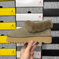 UGG Taupe Brown Platform Slip-On Shoes with Plush Collar