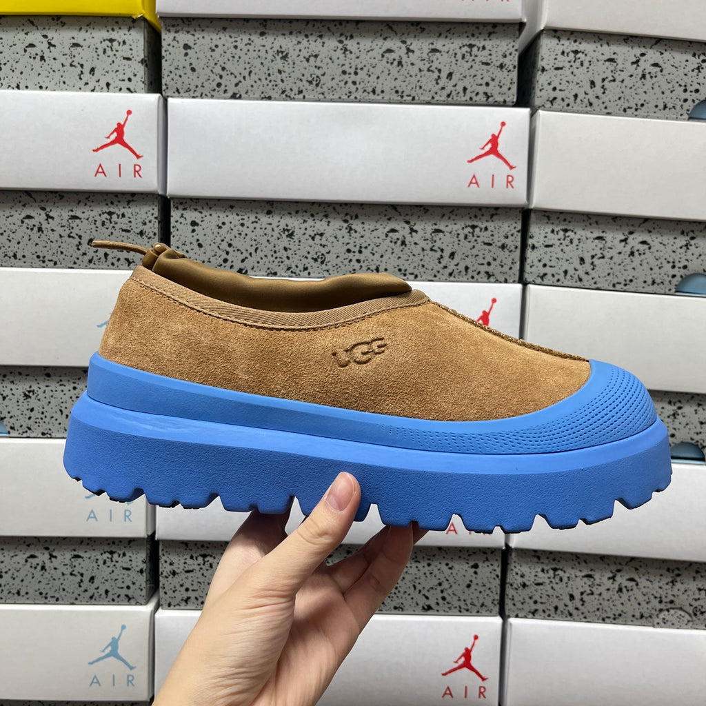 UGG Chestnut Slip-On Shoes with Bright Blue Chunky Lug Sole