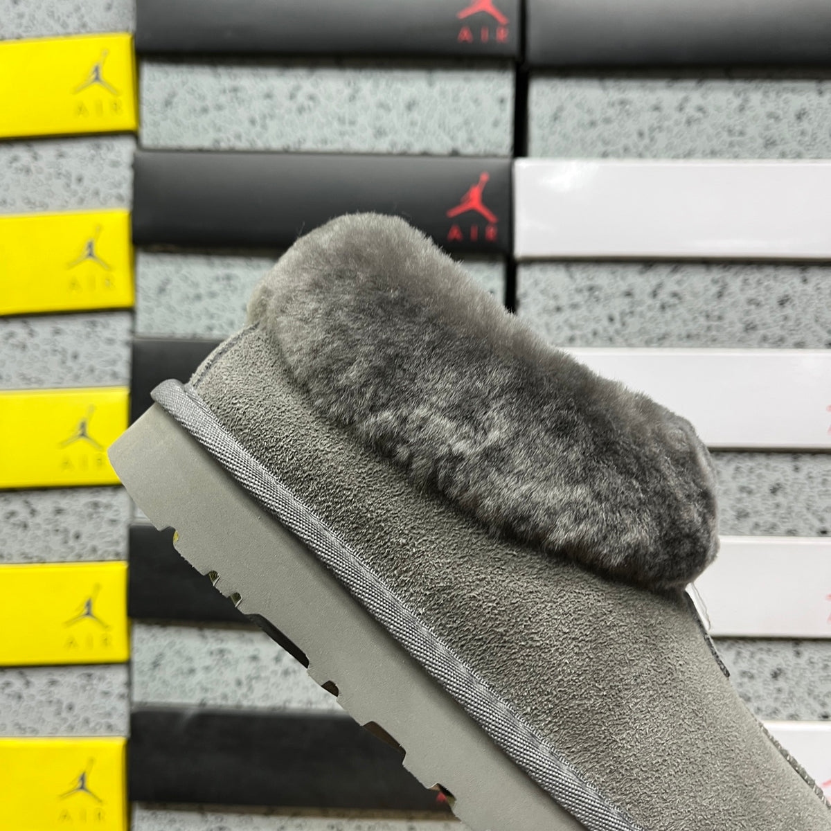 UGG Gray Slip-On Ankle Shoes with Plush Collar