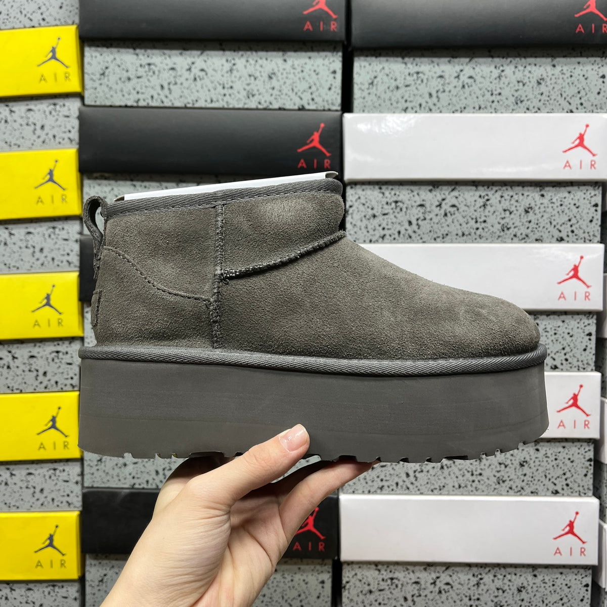 UGG Gray Ultra Mini Platform Ankle Boots
