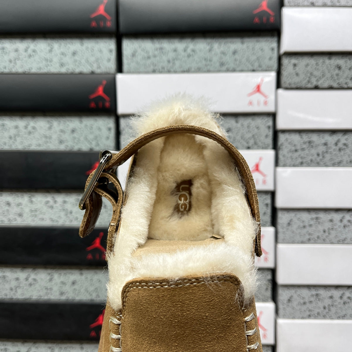 UGG Chestnut Buckle-Strap Platform Clogs with Plush Lining