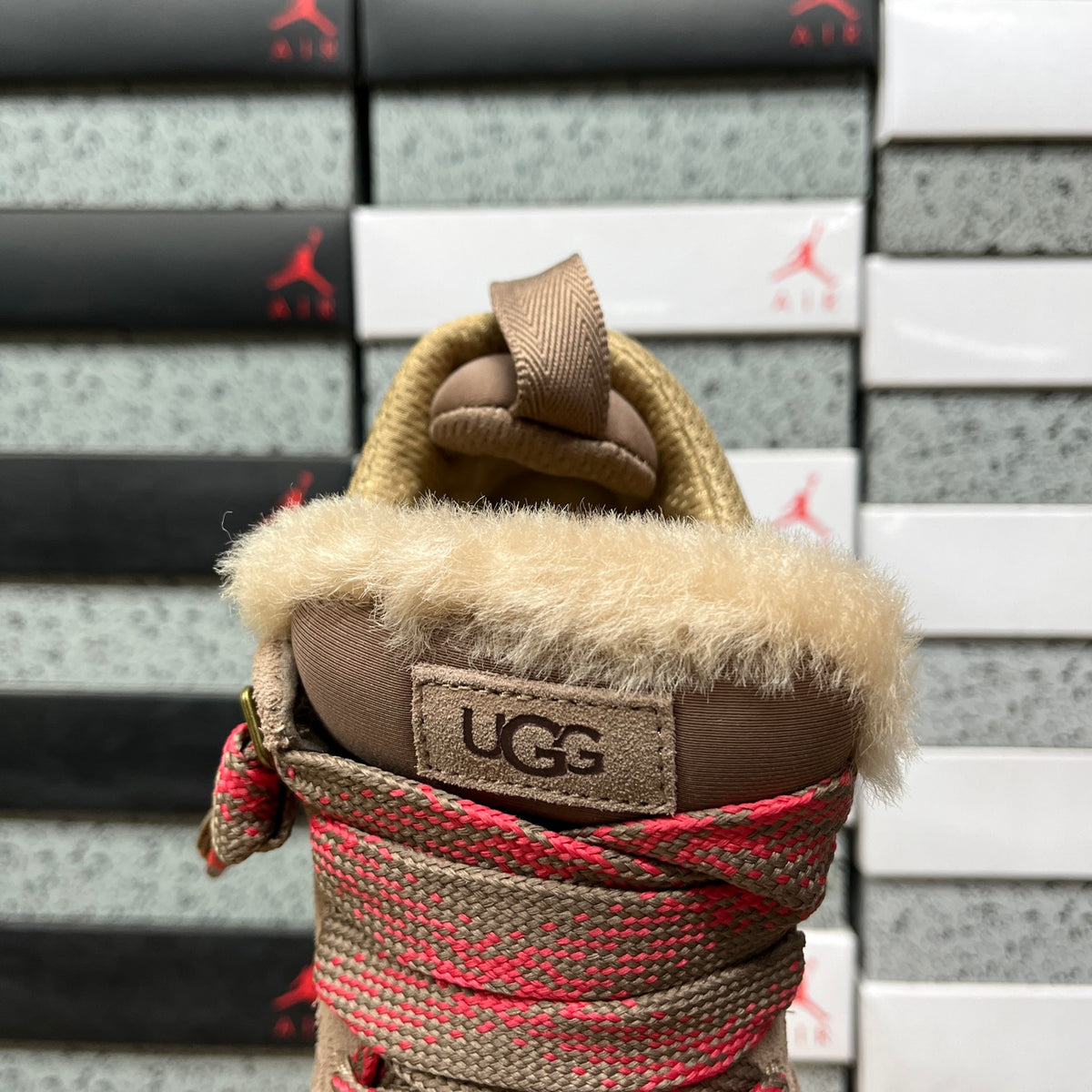 UGG Lowmel Brown & Pink Chunky Lace-Up Sneakers
