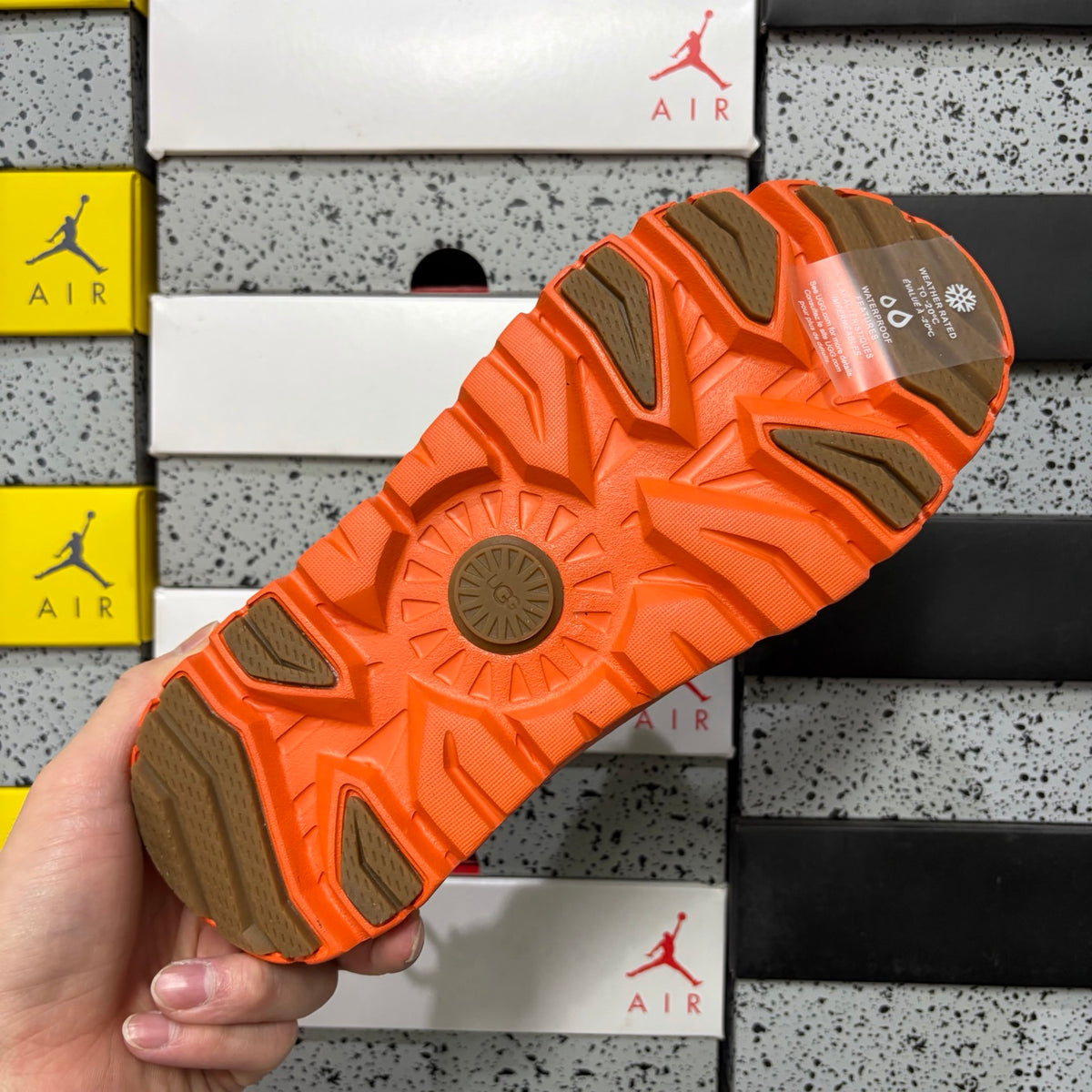 UGG Chestnut Slip-On Shoes with Bright Orange Chunky Lug Sole