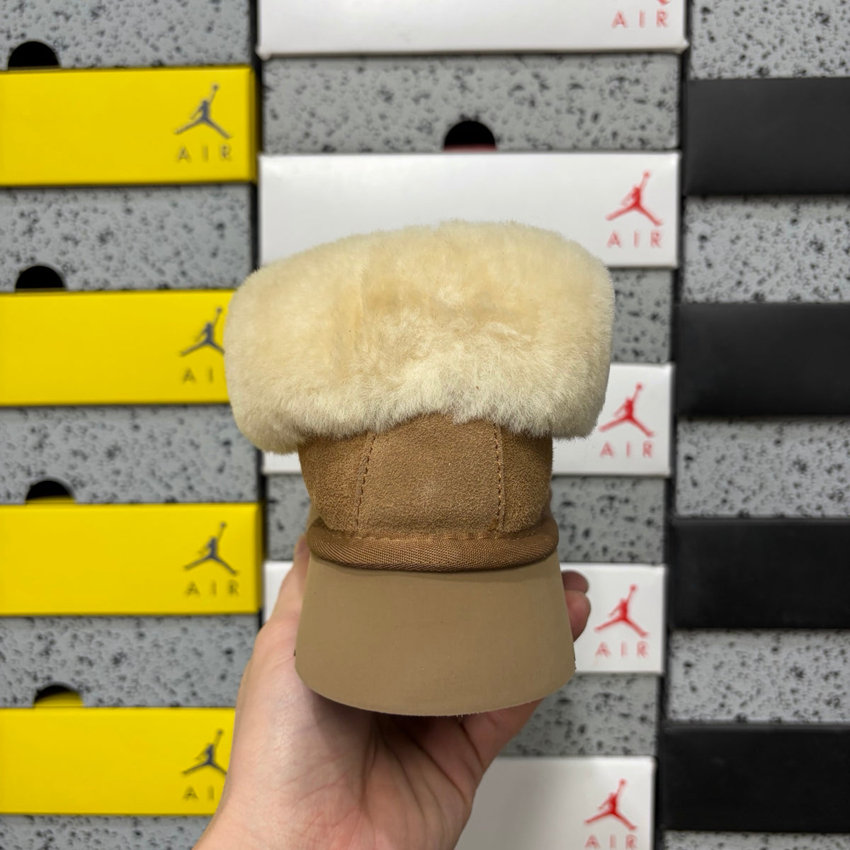 UGG Chestnut Slip-On Shoes with Cream Plush Collar