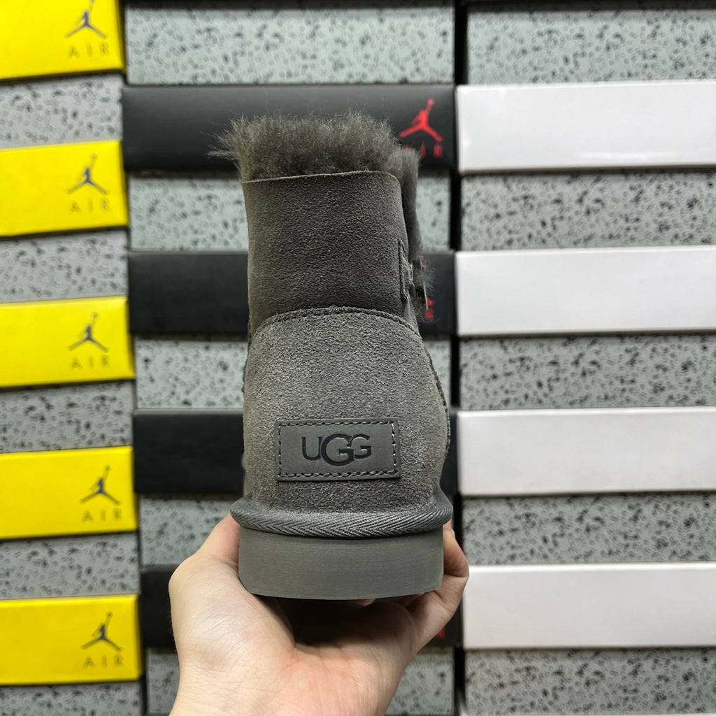 UGG Gray Mini Bailey Button II Ankle Boots