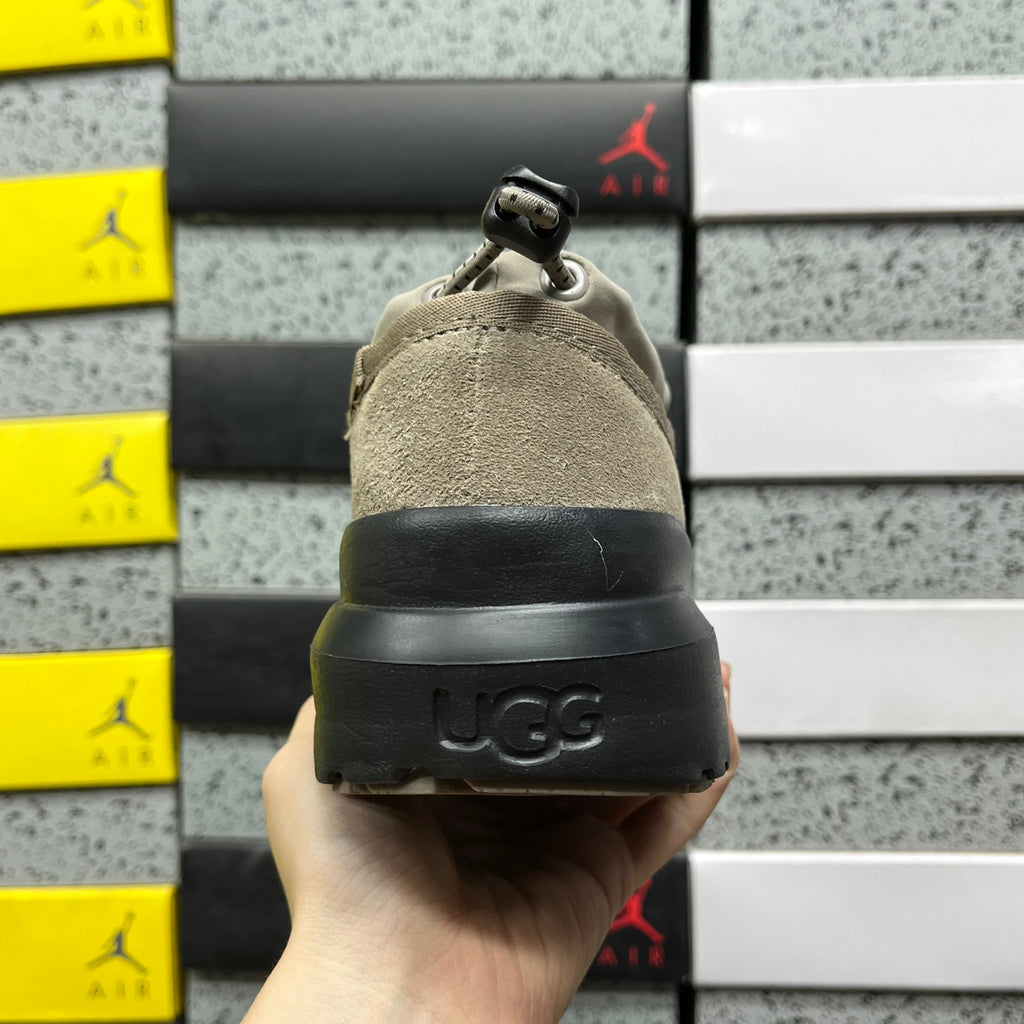 UGG Mist Gray Drawstring Slip-On Shoes with Black Chunky Sole